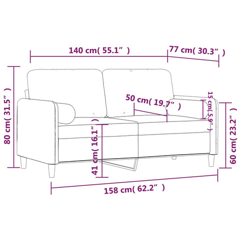 2-Sitzer-Sofa mit Zierkissen Dunkelgrün 140 cm Samt