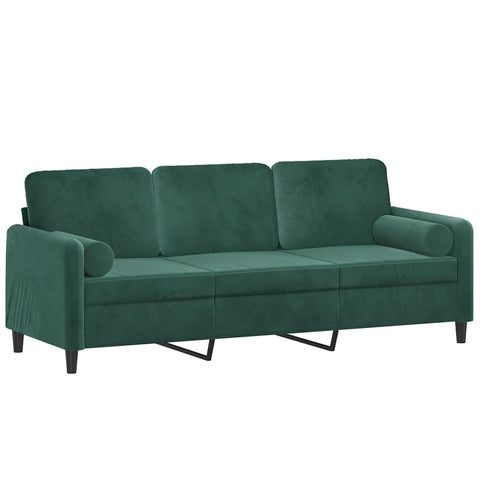 3-Sitzer-Sofa mit Zierkissen Dunkelgrün 180 cm Samt