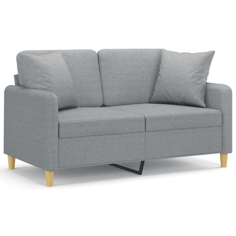 2-Sitzer-Sofa mit Zierkissen Hellgrau 120 cm Stoff