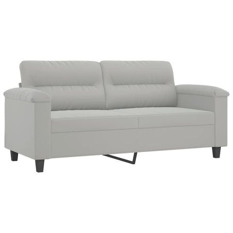 2-Sitzer-Sofa mit Kissen Hellgrau 140 cm Mikrofasergewebe