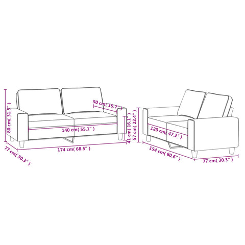 2-tlg. Sofagarnitur Creme Stoff