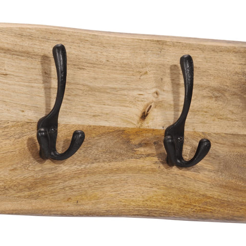 Wandgarderobe mit 4 Haken Massivholz Mango