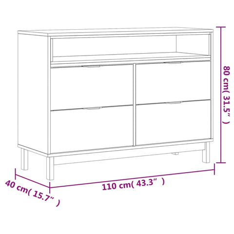 vidaXL Schubladenschrank FLAM 110x40x80 cm Massivholz Kiefer