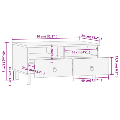 vidaXL Couchtisch 80x54x40 cm Massivholz Mango