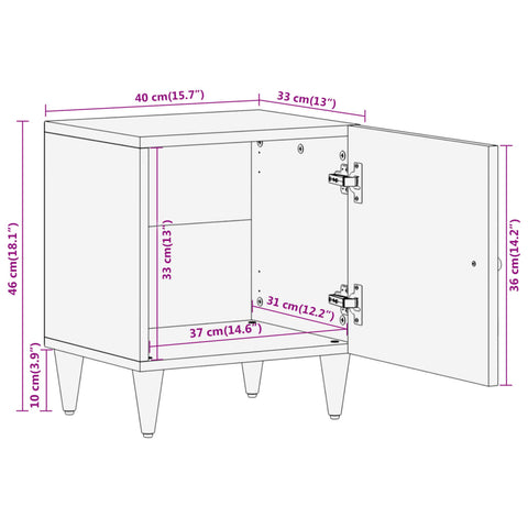 vidaXL Nachttisch 40x33x46 cm Massivholz Mango