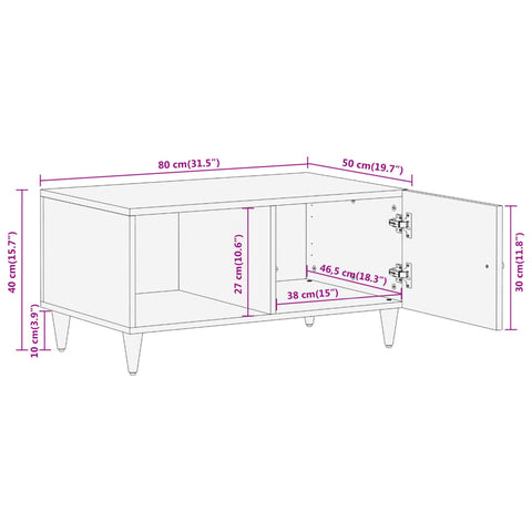 vidaXL Couchtisch 80x50x40 cm Massivholz Mango