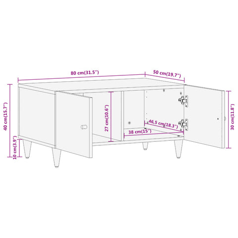 vidaXL Couchtisch 80x50x40 cm Massivholz Mango