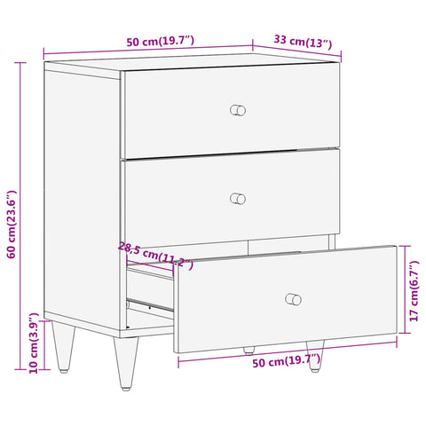 vidaXL Nachttisch 50x33x60 cm Massivholz Mango