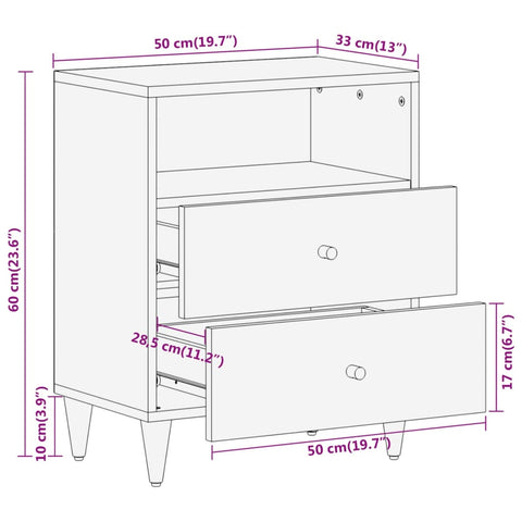 vidaXL Nachttisch 50x33x60 cm Massivholz Mango