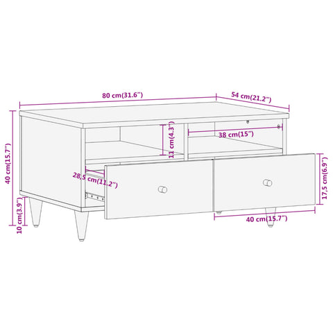 vidaXL Couchtisch 80x54x40 cm Massivholz Mango