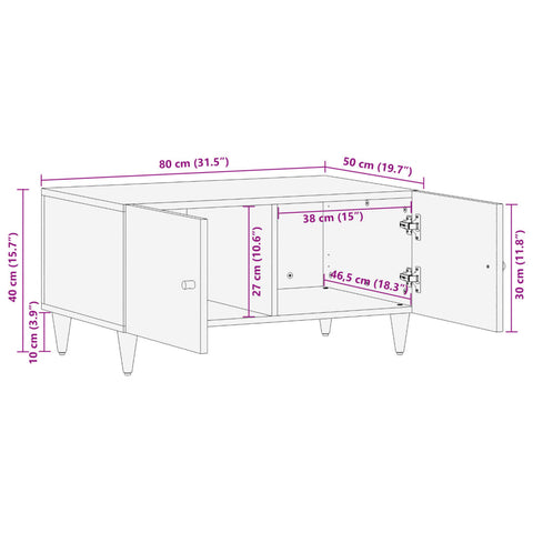 vidaXL Couchtisch 80x50x40 cm Massivholz Mango