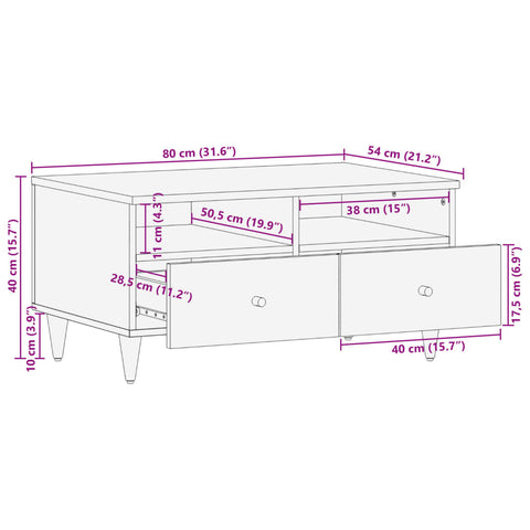 vidaXL Couchtisch 80x54x40 cm Massivholz Mango