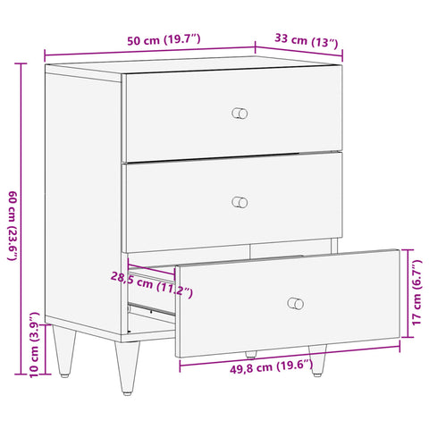 vidaXL Nachttisch 50x33x60 cm Massivholz Mango