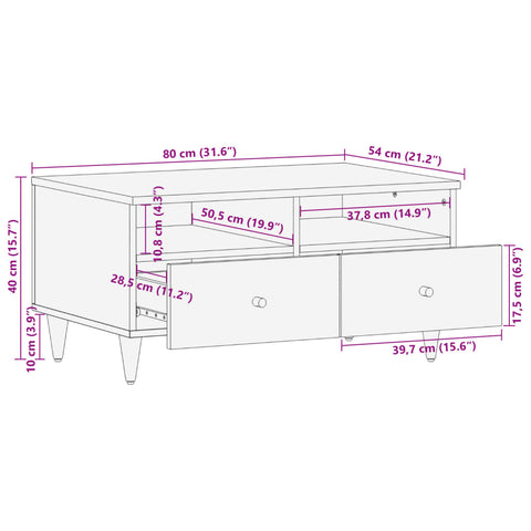 vidaXL Couchtisch 80x54x40 cm Massivholz Mango