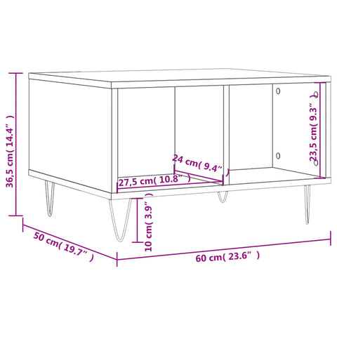 vidaXL Couchtisch Weiß 60x50x36,5 cm Holzwerkstoff