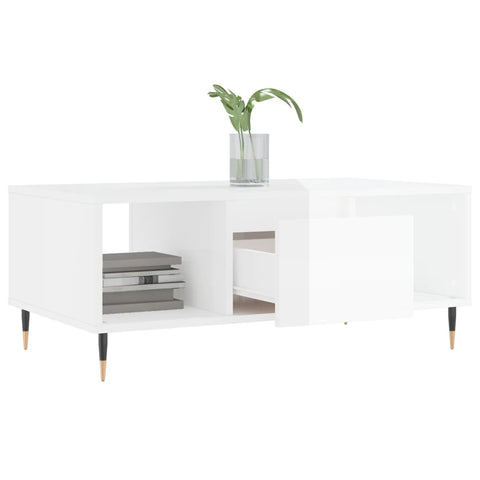 vidaXL Couchtisch Hochglanz-Weiß 90x50x36,5 cm Holzwerkstoff