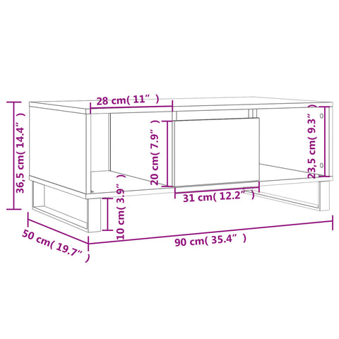 vidaXL Couchtisch Weiß 90x50x36,5 cm Holzwerkstoff