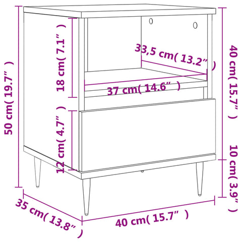 vidaXL Nachttisch Grau Sonoma 40x35x50 cm Holzwerkstoff