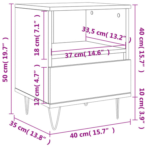 vidaXL Nachttisch Betongrau 40x35x50 cm Holzwerkstoff