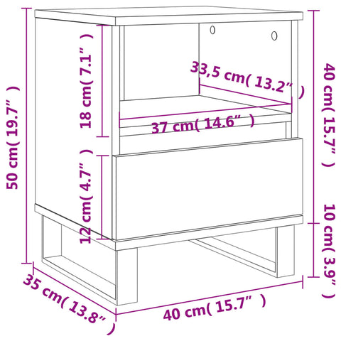 vidaXL Nachttisch Grau Sonoma 40x35x50 cm Holzwerkstoff