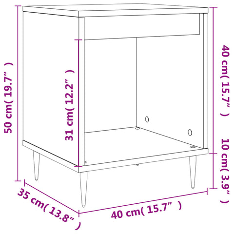 vidaXL Nachttische 2 Stk. Betongrau 40x35x50 cm Holzwerkstoff