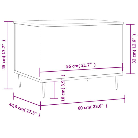 vidaXL Couchtisch Schwarz 60x44,5x45 cm Holzwerkstoff