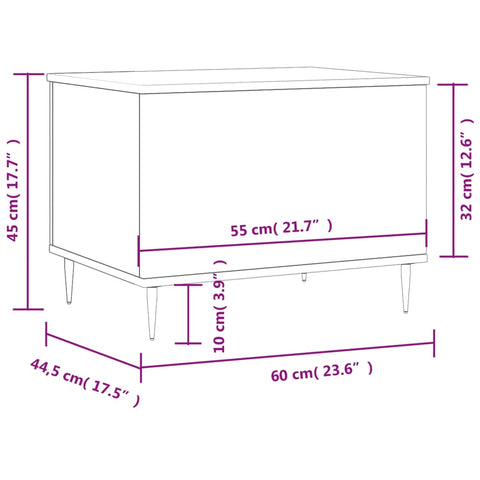 vidaXL Couchtisch Hochglanz-Weiß 60x44,5x45 cm Holzwerkstoff