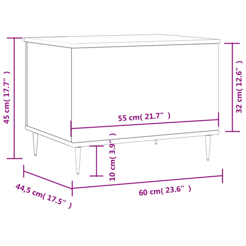 vidaXL Couchtisch Braun Eichen-Optik 60x44,5x45 cm Holzwerkstoff