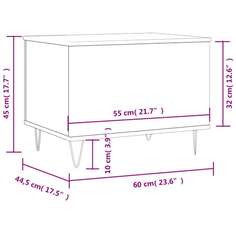 vidaXL Couchtisch Schwarz 60x44,5x45 cm Holzwerkstoff