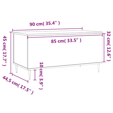 vidaXL Couchtisch Hochglanz-Weiß 90x44,5x45 cm Holzwerkstoff