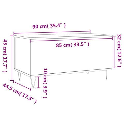 vidaXL Couchtisch Hochglanz-Weiß 90x44,5x45 cm Holzwerkstoff