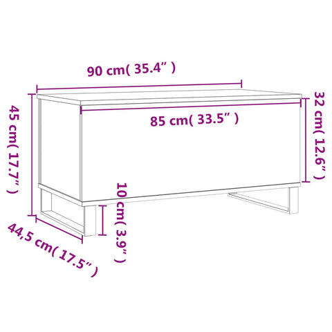 vidaXL Couchtisch Weiß 90x44,5x45 cm Holzwerkstoff