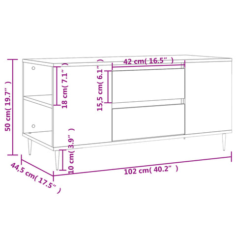 vidaXL Couchtisch Schwarz 102x44,5x50 cm Holzwerkstoff