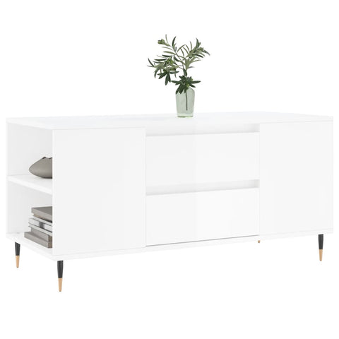 vidaXL Couchtisch Hochglanz-Weiß 102x44,5x50 cm Holzwerkstoff