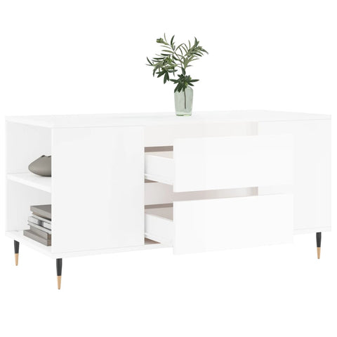 vidaXL Couchtisch Hochglanz-Weiß 102x44,5x50 cm Holzwerkstoff