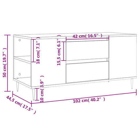 vidaXL Couchtisch Hochglanz-Weiß 102x44,5x50 cm Holzwerkstoff