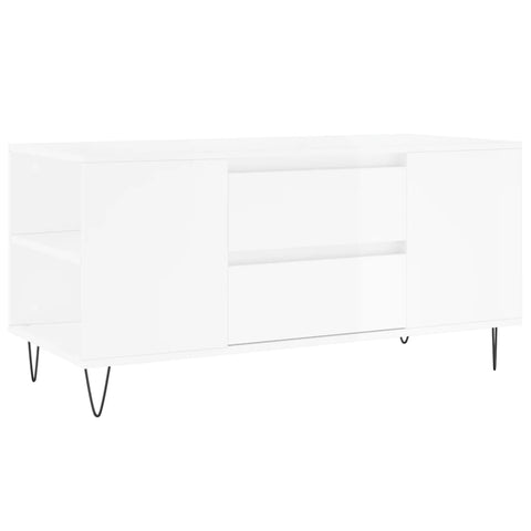 vidaXL Couchtisch Hochglanz-Weiß 102x44,5x50 cm Holzwerkstoff