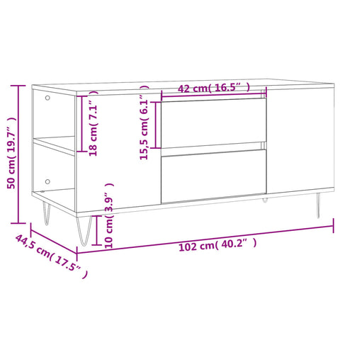 vidaXL Couchtisch Betongrau 102x44,5x50 cm Holzwerkstoff