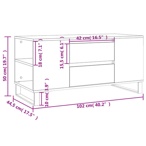 vidaXL Couchtisch Weiß 102x44,5x50 cm Holzwerkstoff