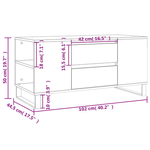 Couchtisch Hochglanz-Weiß 102x44,5x50 cm Holzwerkstoff