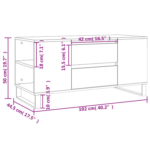 vidaXL Couchtisch Sonoma-Eiche 102x44,5x50 cm Holzwerkstoff