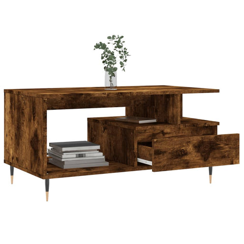 vidaXL Couchtisch Räuchereiche 90x49x45 cm Holzwerkstoff