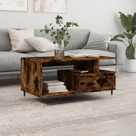 vidaXL Couchtisch Räuchereiche 90x49x45 cm Holzwerkstoff