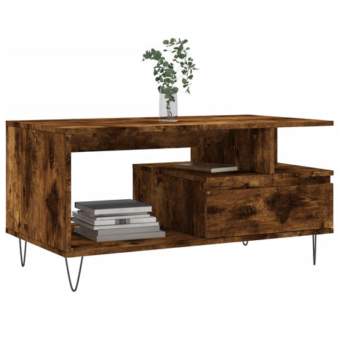 vidaXL Couchtisch Räuchereiche 90x49x45 cm Holzwerkstoff