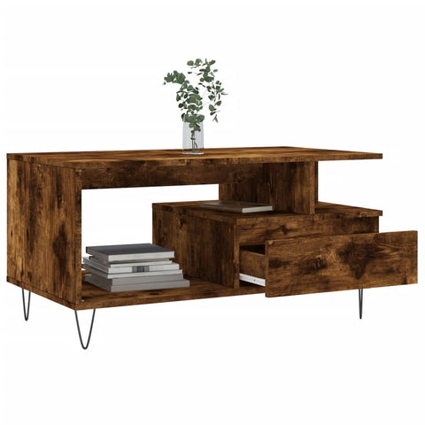 vidaXL Couchtisch Räuchereiche 90x49x45 cm Holzwerkstoff