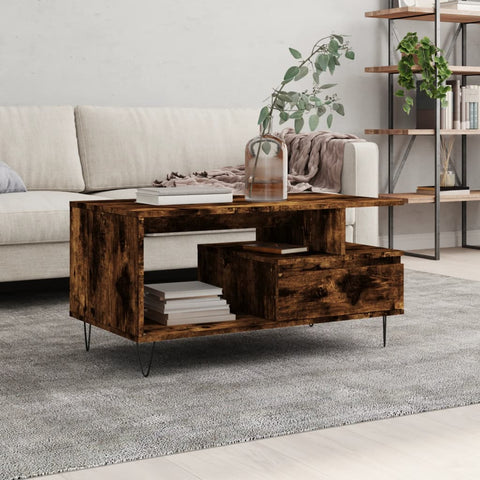 vidaXL Couchtisch Räuchereiche 90x49x45 cm Holzwerkstoff