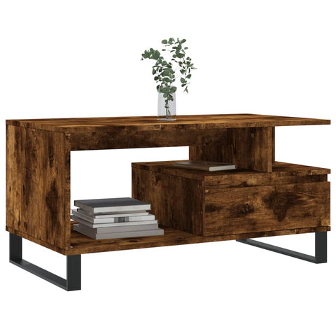 vidaXL Couchtisch Räuchereiche 90x49x45 cm Holzwerkstoff