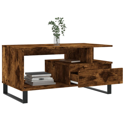 vidaXL Couchtisch Räuchereiche 90x49x45 cm Holzwerkstoff