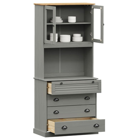 vidaXL Highboard VIGO Grau 80x40x176 cm Massivholz Kiefer