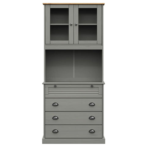 vidaXL Highboard VIGO Grau 80x40x176 cm Massivholz Kiefer